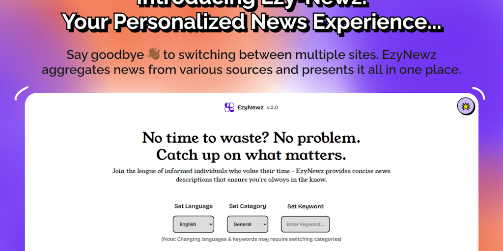 EzyNewz: Notícias resumidas para quem valoriza o tempo