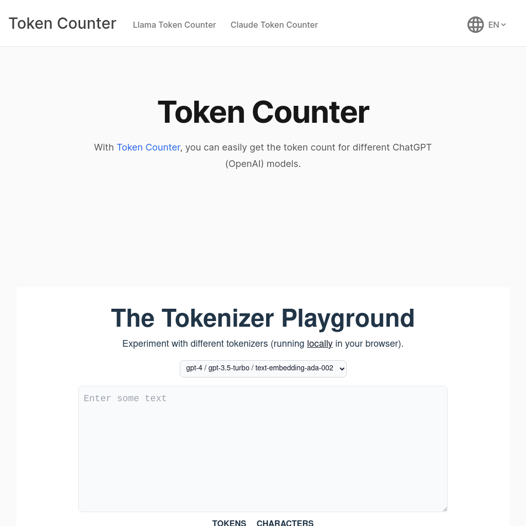 Token Counter - AIモデルのためのテキストトークン変換ツール