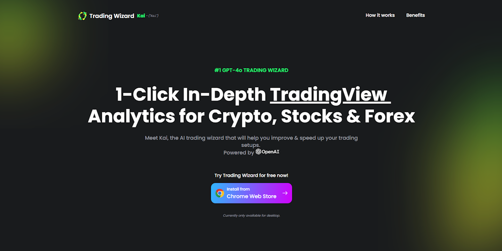 Kai: Trading Wizard - Analyse approfondie TradingView en 1 clic pour Crypto, Actions & Forex