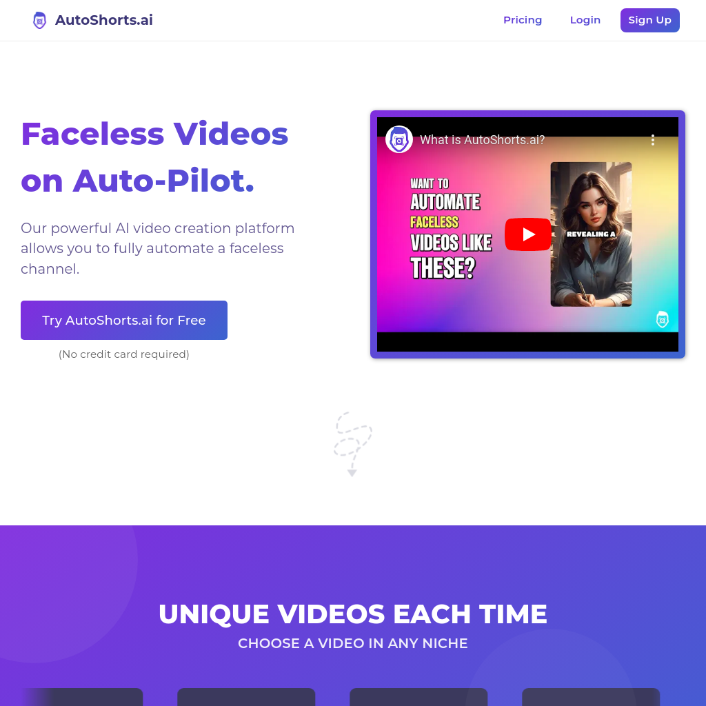 AutoShorts AI: Create Faceless Videos for TikTok and YouTube