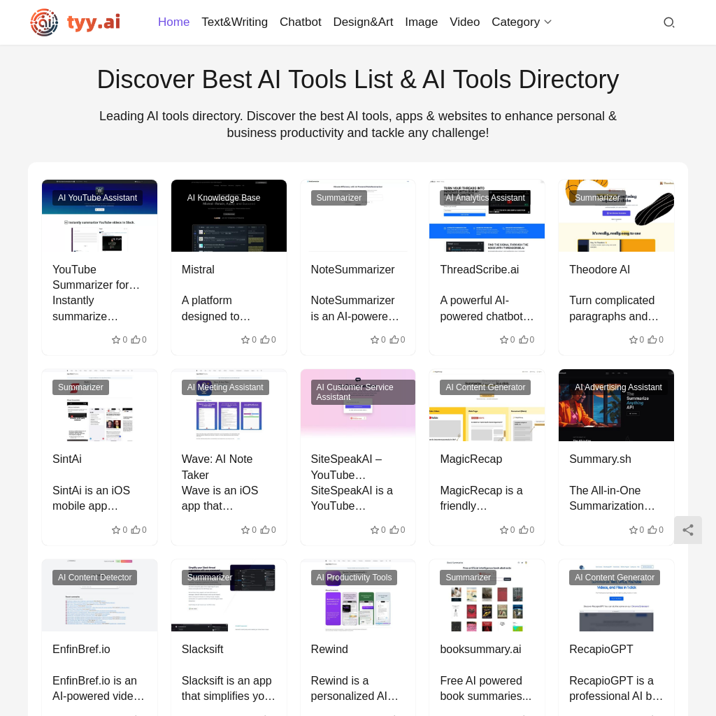 tyy.ai: Le meilleur répertoire d'outils d'IA