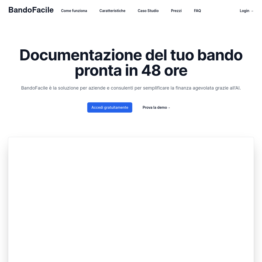 BandoFacile: Intelligenza Artificiale per la Finanza Agevolata