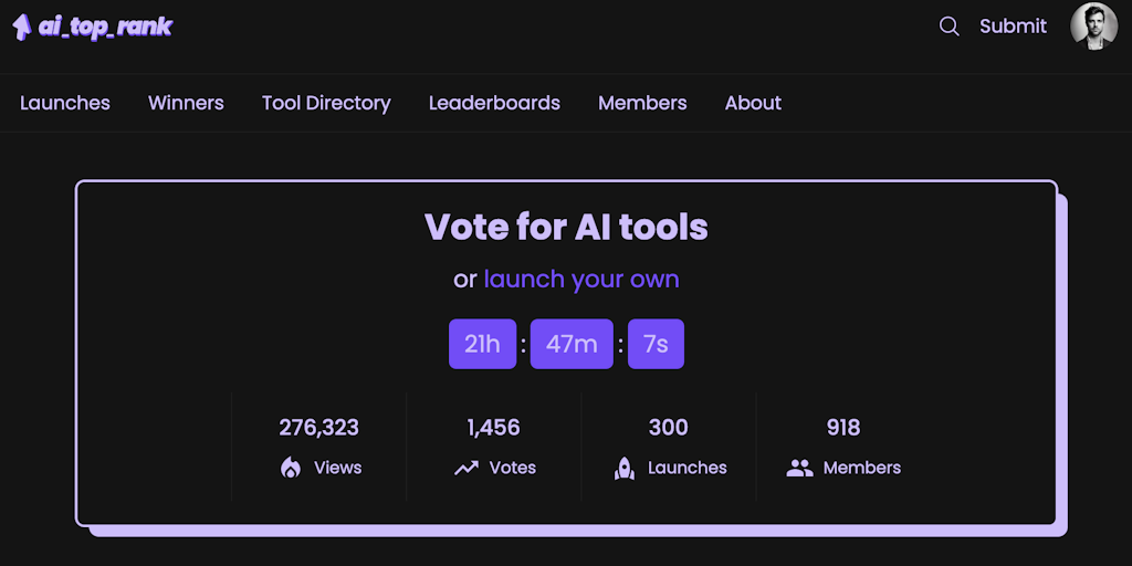 AI Top Rank: Ежедневный рейтинг AI-инструментов