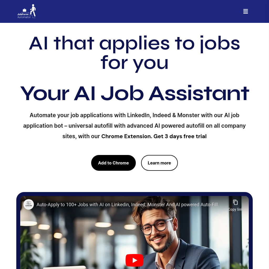 JobForm Automator: Автоматизация заявок на LinkedIn, Indeed, Monster