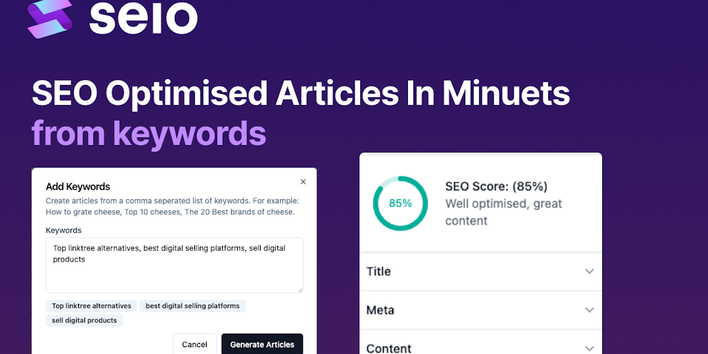 Seio - Boost Your Online Presence with SEO-Optimized Articles