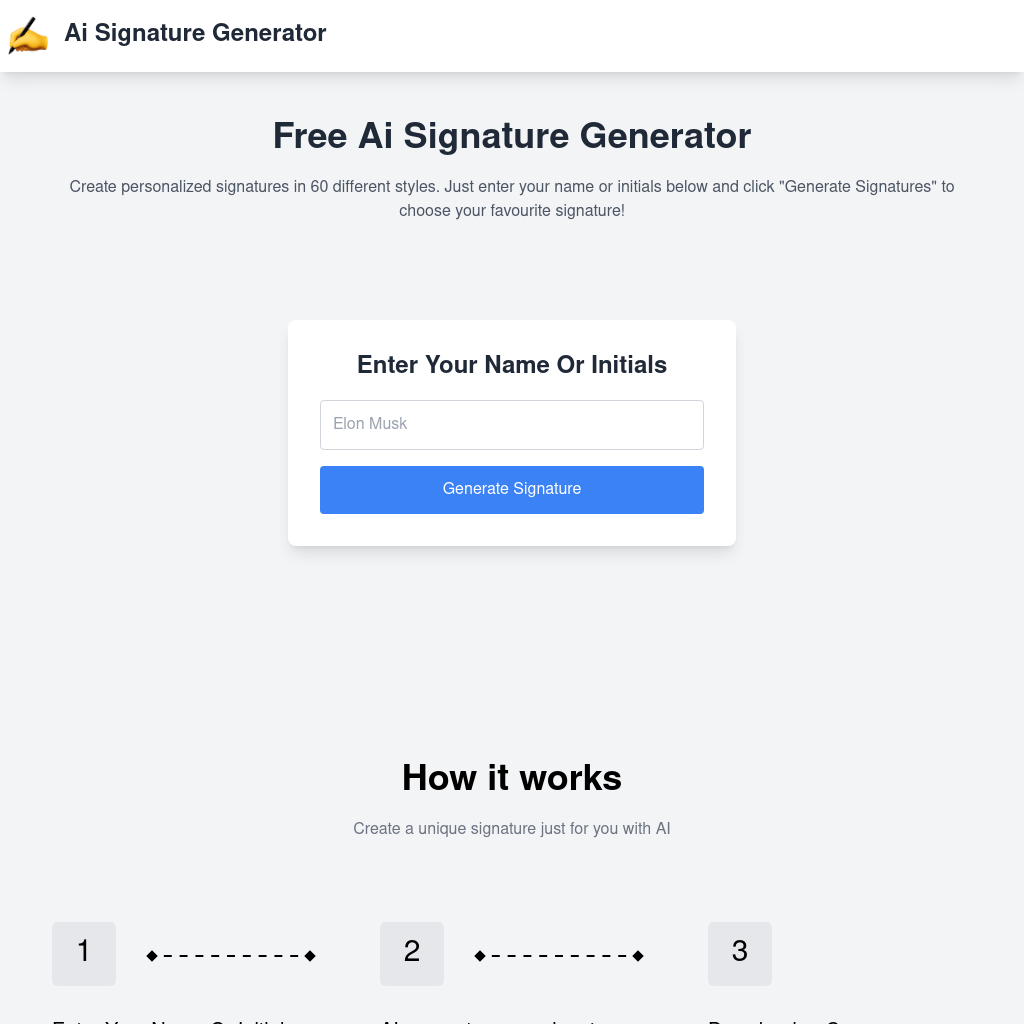 Free AI Signature Generator - Create Personalized Signatures in 60 Styles