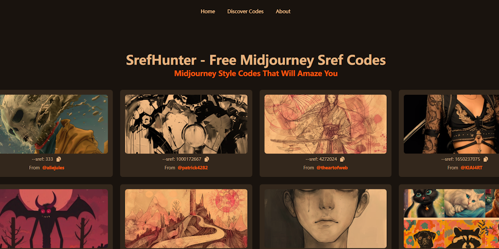 SrefHunter - Free Midjourney Sref Codes