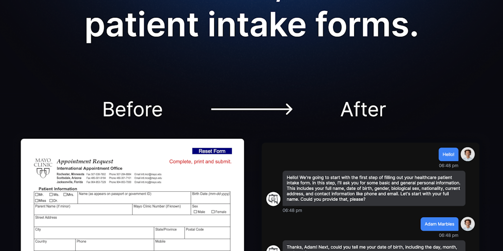 AI Patient Intake - Patient intake forms, enhanced with conversational AI power