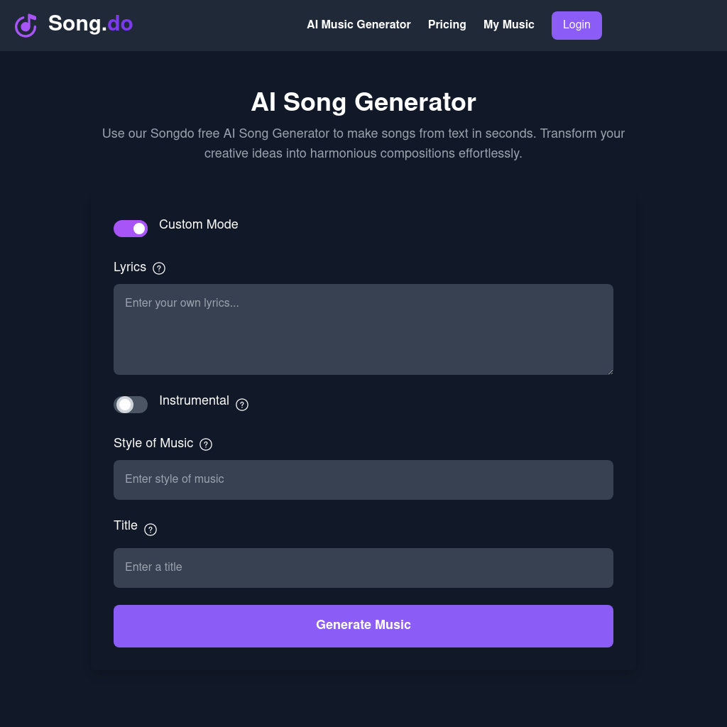 Generador de Canciones AI Gratis | Song.do