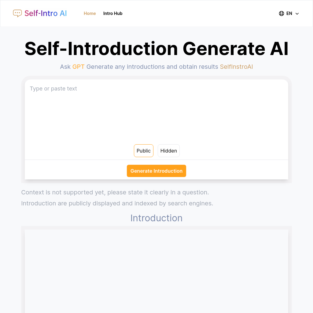 Craft Compelling Self-Introductions with Self-Introduction Generate AI