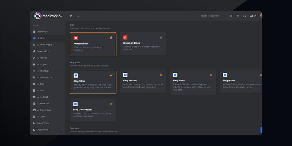 Maximus-AI - All-in-one AI Content Generator
