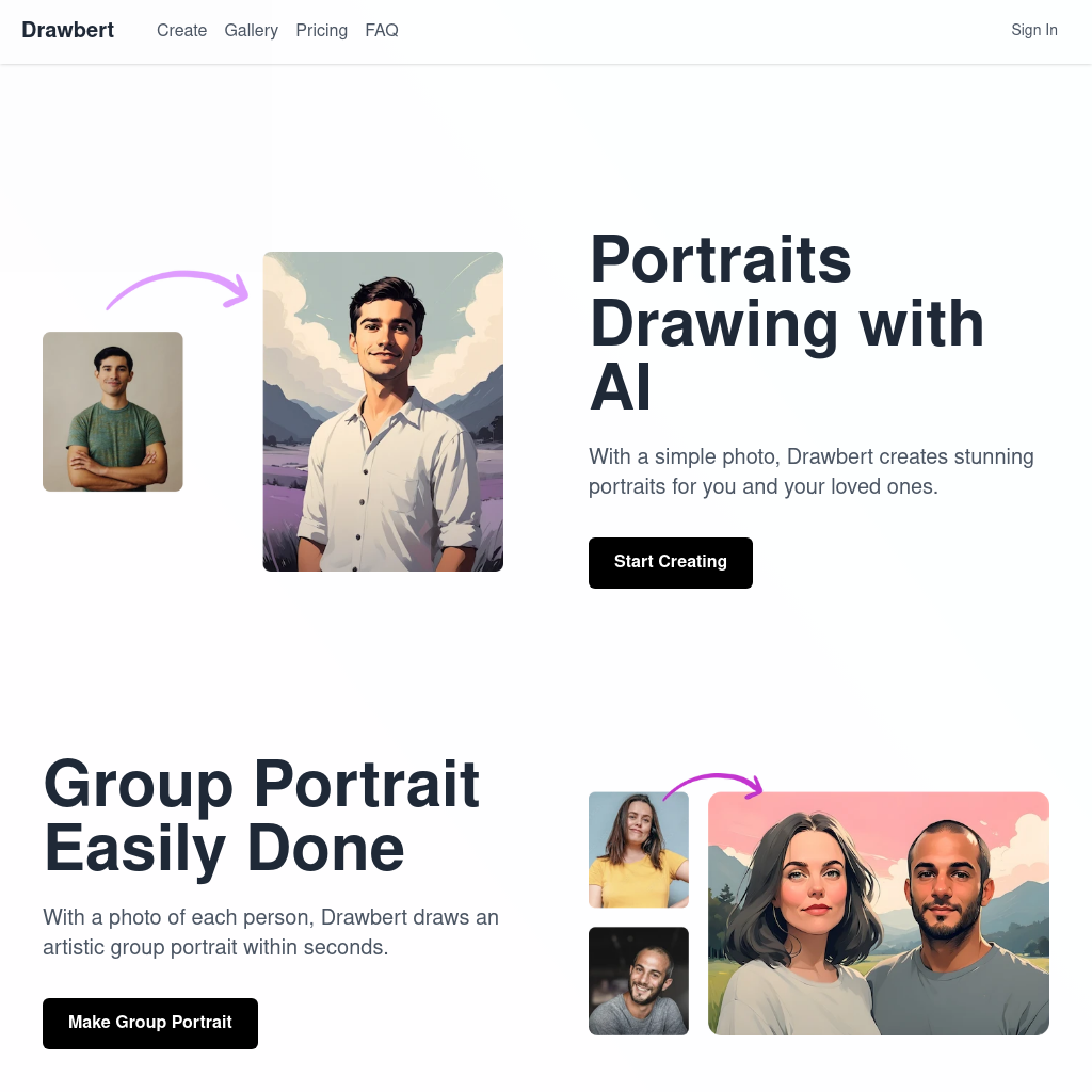 Drawbert - AI Portrait Artist | Create Stunning Paintings