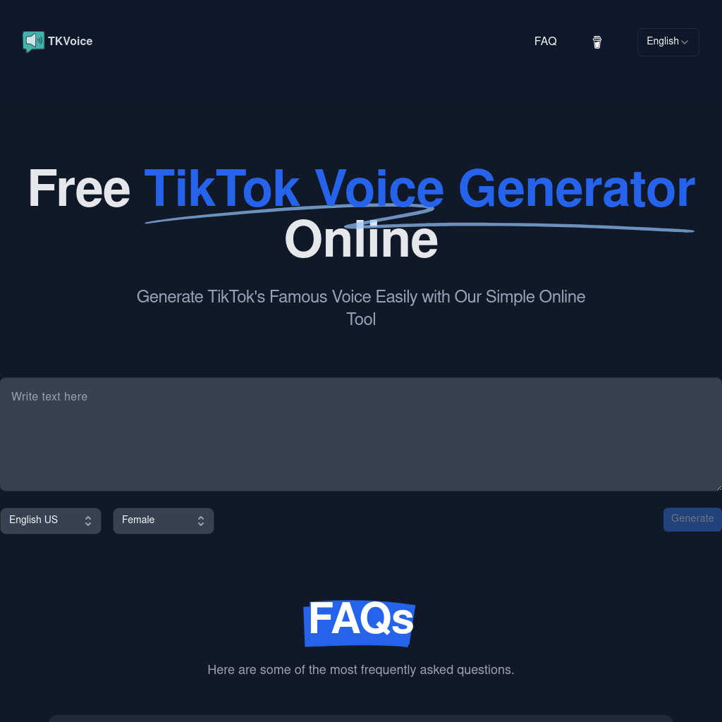 TKVoice: Free TikTok Voice Generator | Online Text to Voice Tool