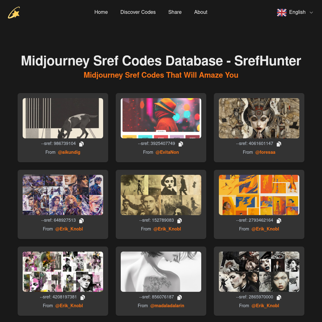 Midjourney Srefコード - SrefHunter