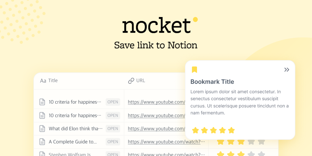 Nocket.io - Save Bookmarks, Highlights, Notes & AI Summaries in Notion