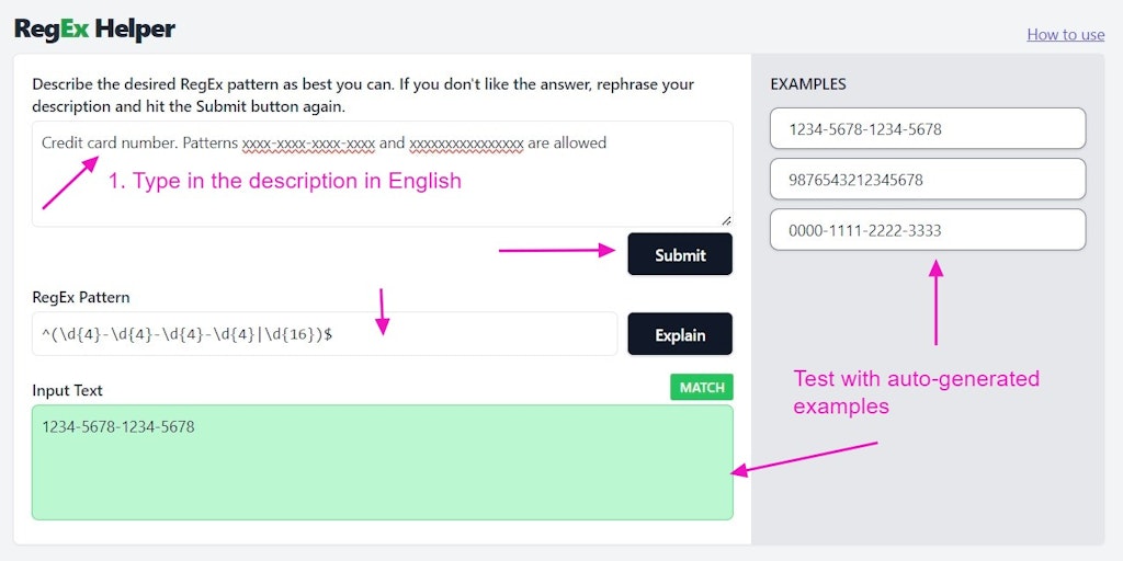 RegEx ヘルパー | 無料 AI 搭載 RegEx ジェネレーター