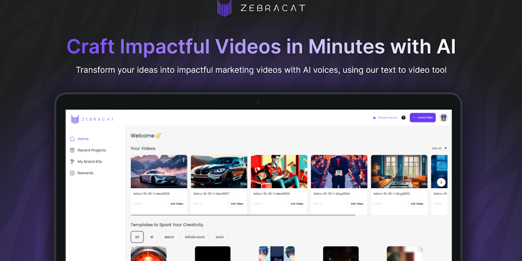 Zebracat - Turn text into impactful videos in minutes with AI