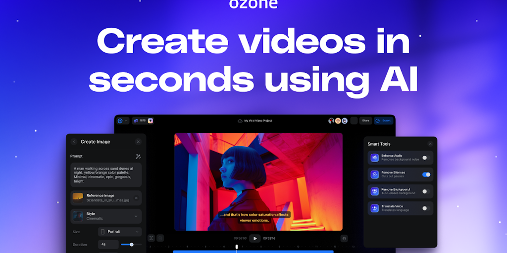 Ozone - Créez des Vidéos Plus Rapidement avec l'IA