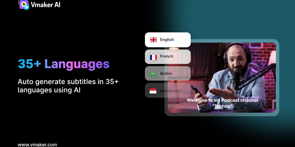 Vmaker AI - Animated Auto Subtitles in 150+ Languages & 100+ Styles