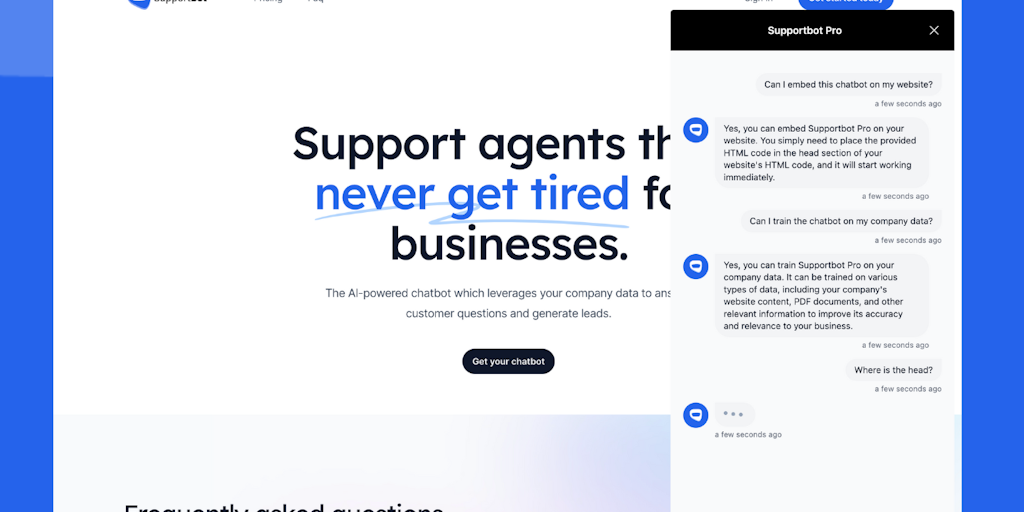 Supportbot Pro - Custom ChatGPT chatbot for your website