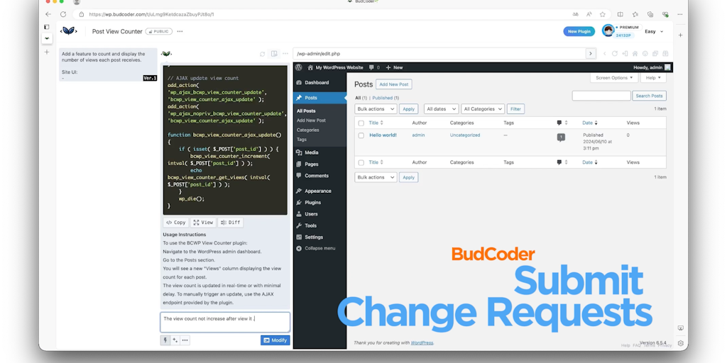 BudCoder | WordPress Plugin Builder - v0 and CodeSandBox for WordPress