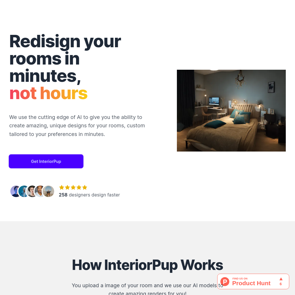 InteriorPup: Crie designs incríveis de interiores com IA