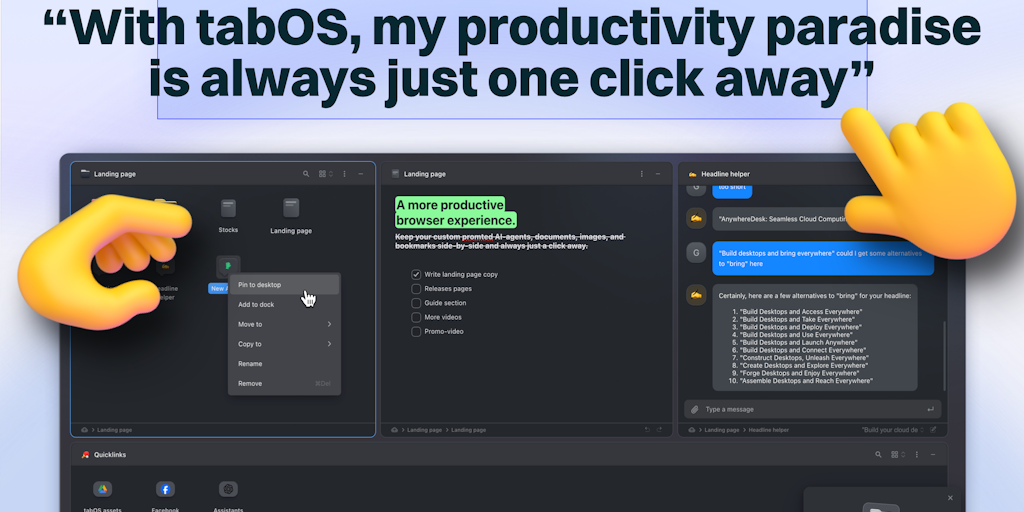 tabOS Cloud - All-in-one dashboards for tabs, notes, AI chats, and more