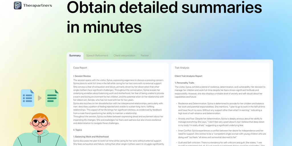 Therapartners: Transcripciones de Sesiones, Notas y Análisis - AI para Terapia
