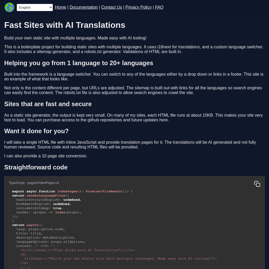 Global Sites - Build Your Own Static Site with Multiple Languages