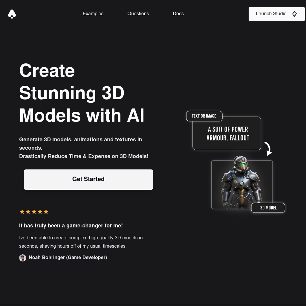 3D AI Studio - Erstelle benutzerdefinierte 3D-Modelle mit KI