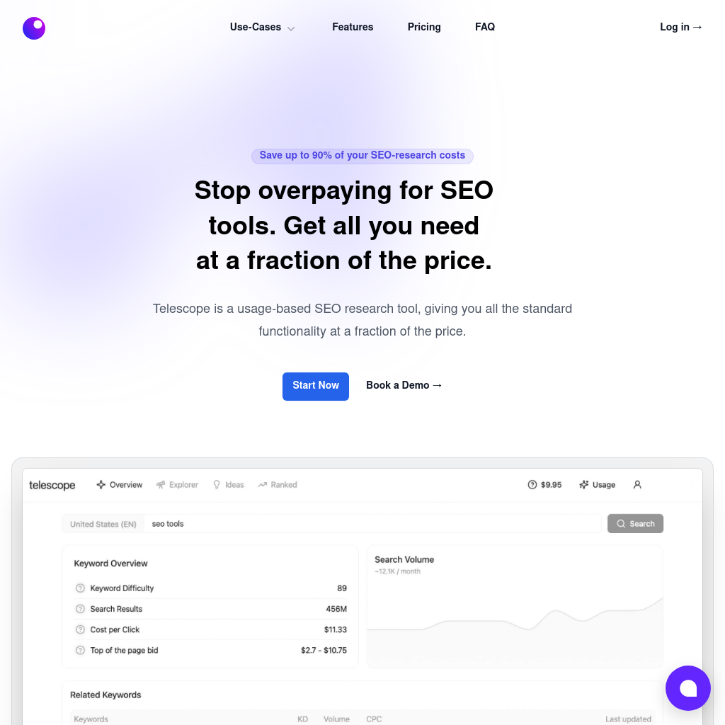 Telescope - Инструмент SEO-исследований на основе использования