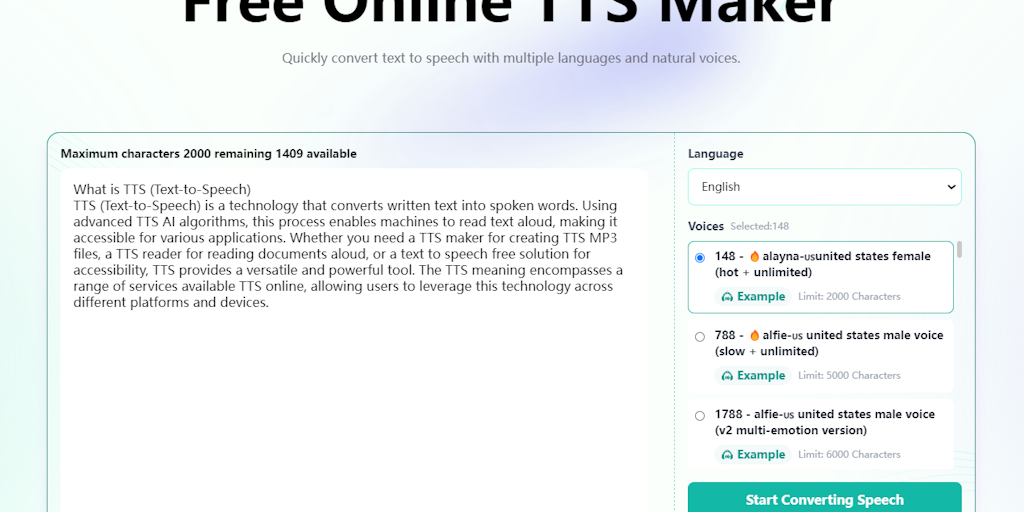 TTSynth.com - Free Online TTS Maker | Convert Text to Speech