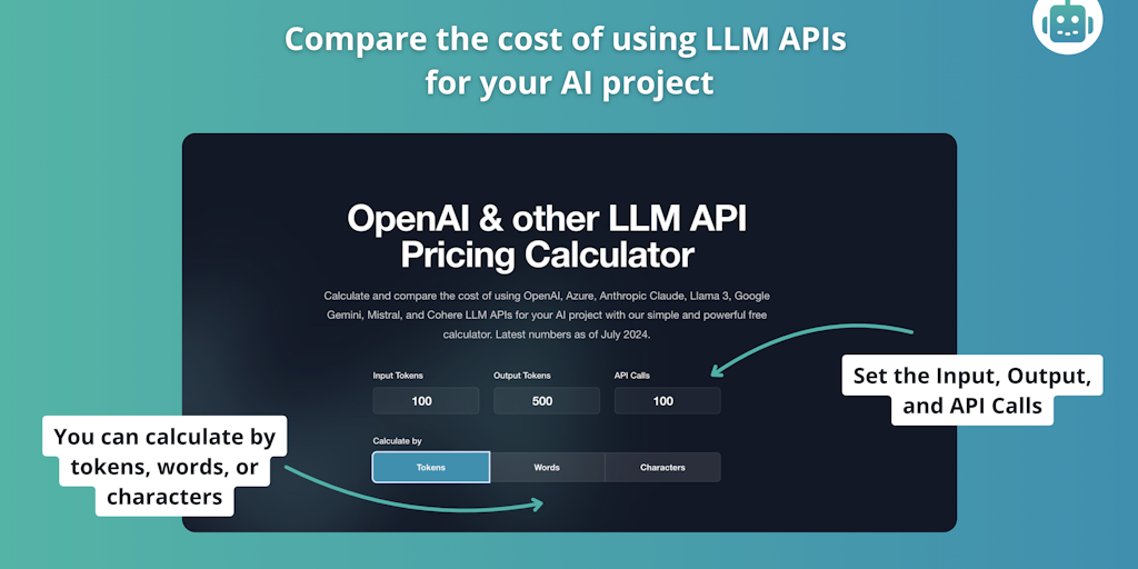 Calculadora de Preços de API de LLM - OpenAI e outros - DocsBot AI