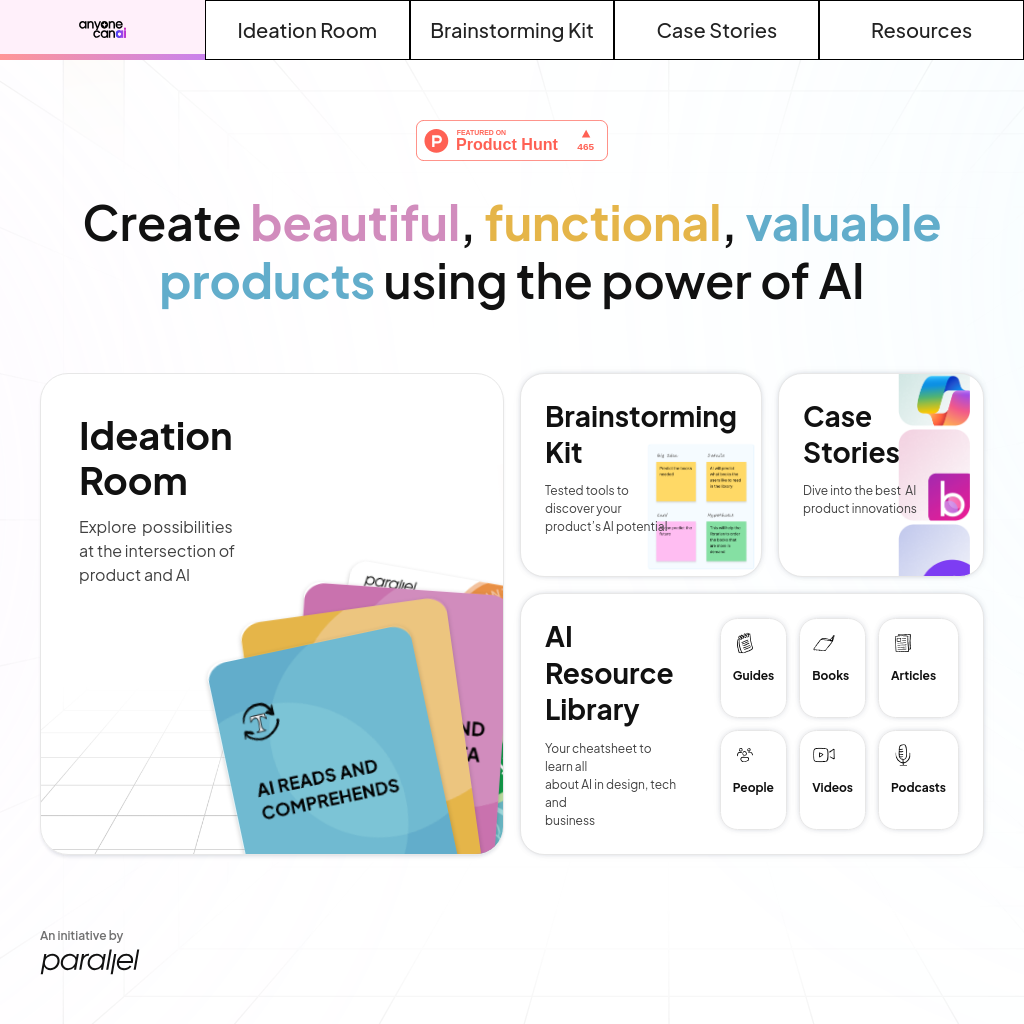 AnyoneCanAI - Parallel: AI 제품 디자인, 기술 및 비즈니스 가이드