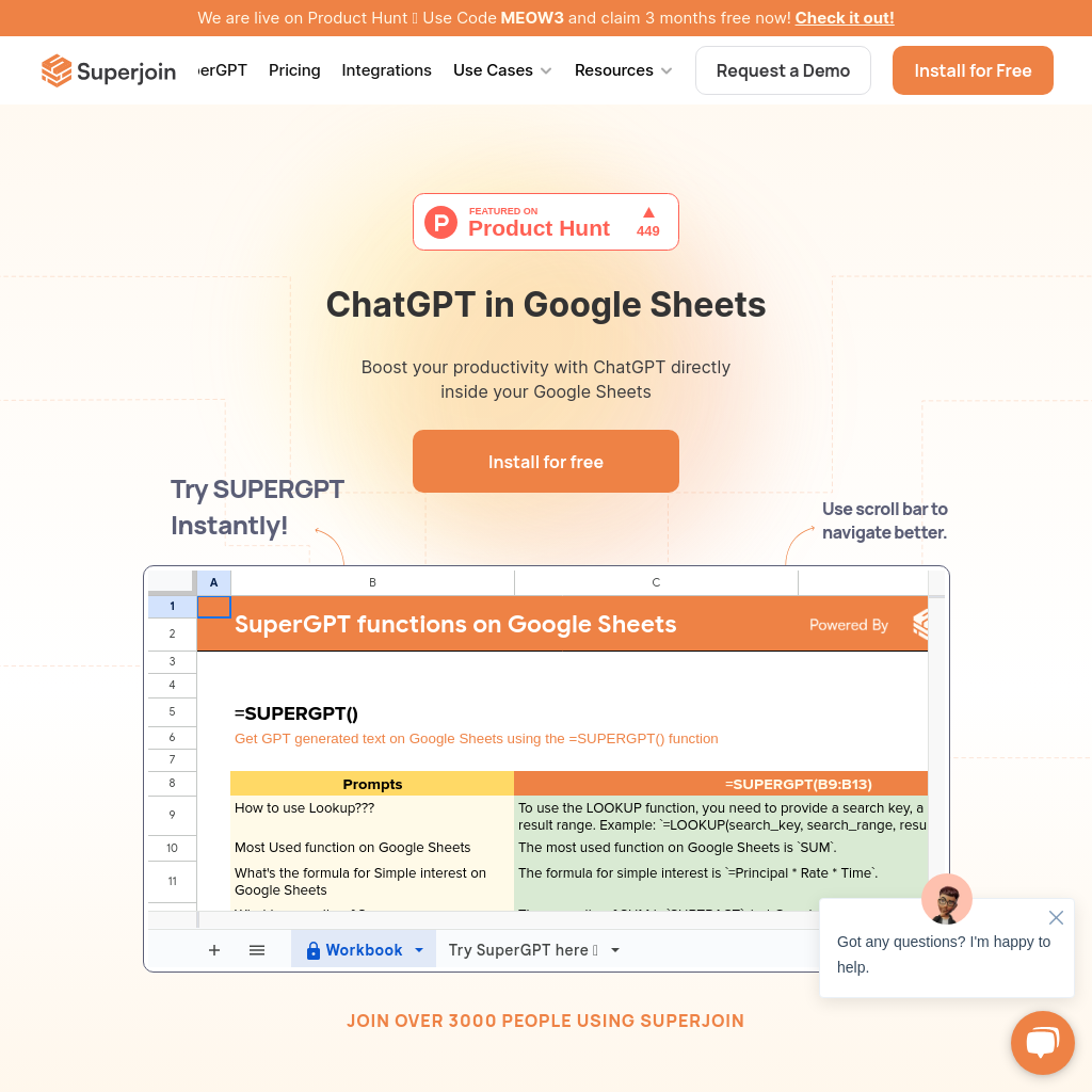 Superjoin - Boost Productivity with SuperGPT on Google Sheets