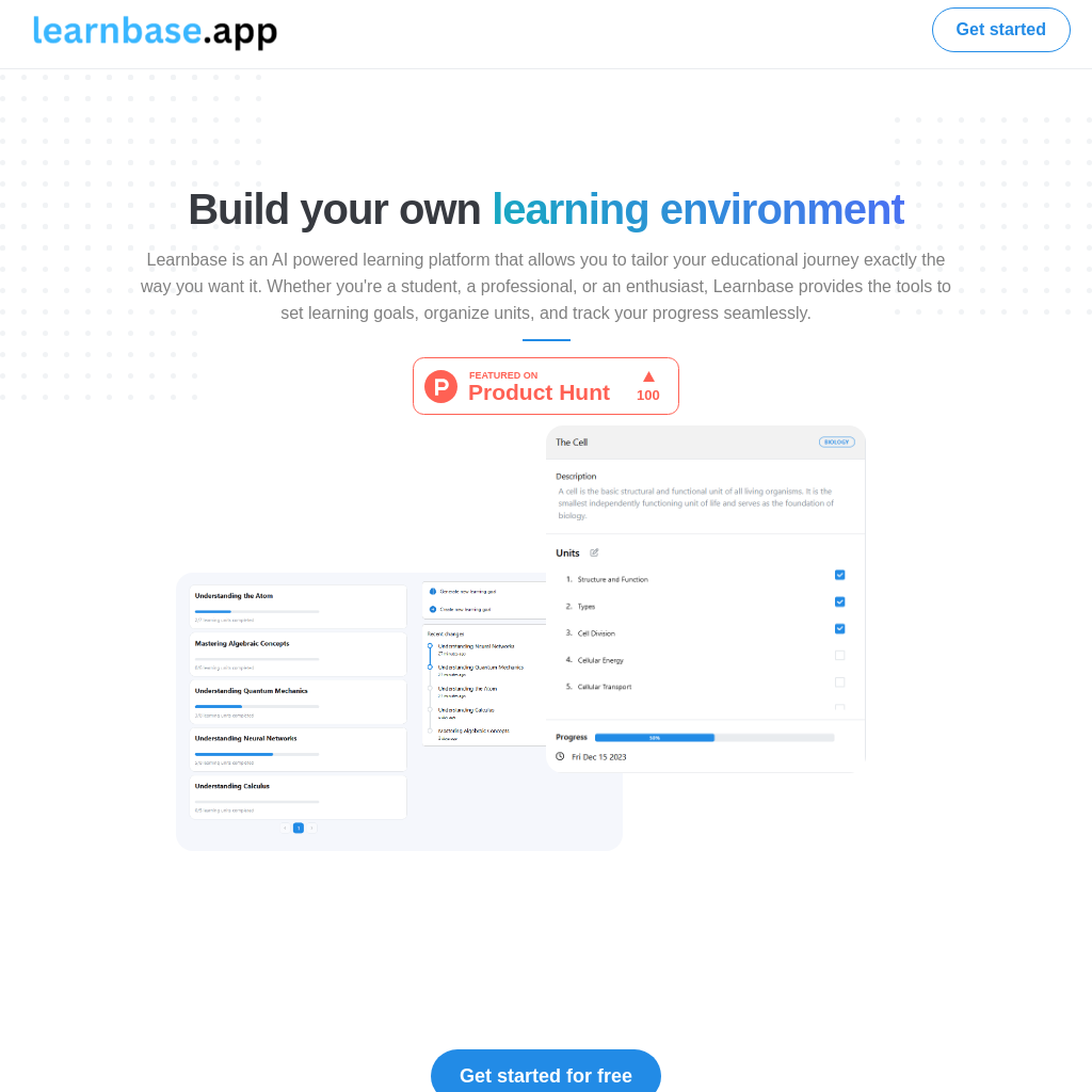 Learnbase: Plateforme d'apprentissage personnalisée, basée sur l'IA