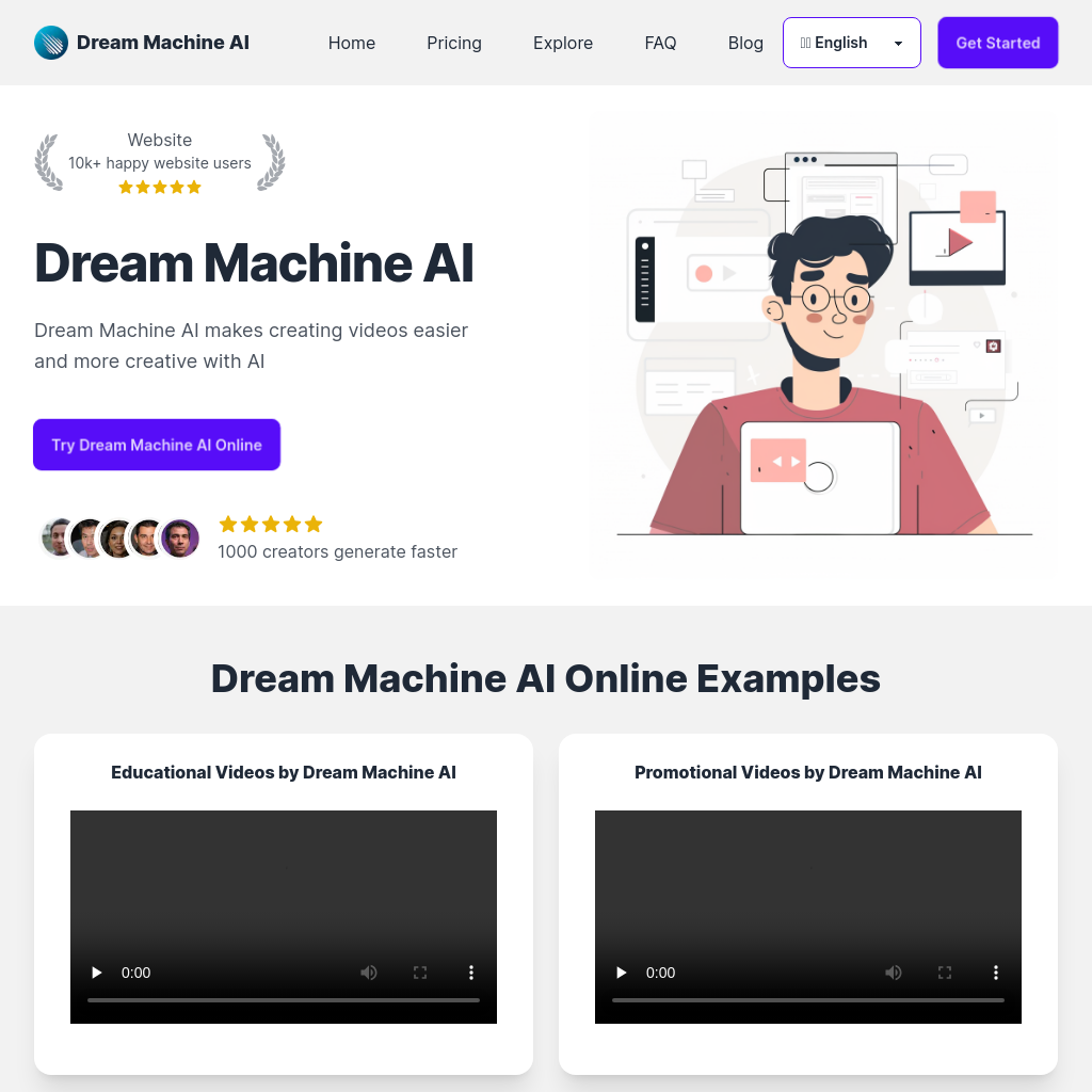 Dream Machine AI: Crie Vídeos com IA - 10.000+ Usuários Satisfeitos