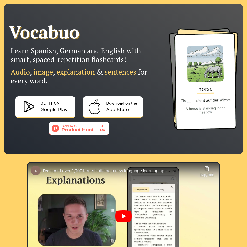 Vocabuo - Aprenda Alemão e Inglês com Flashcards de Repetição Espaçada