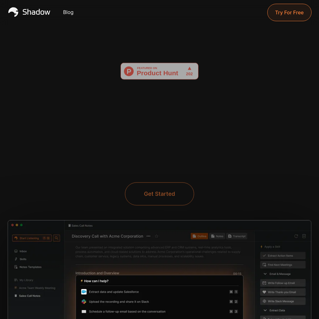 Shadow - Your AI Meeting Assistant for Productivity
