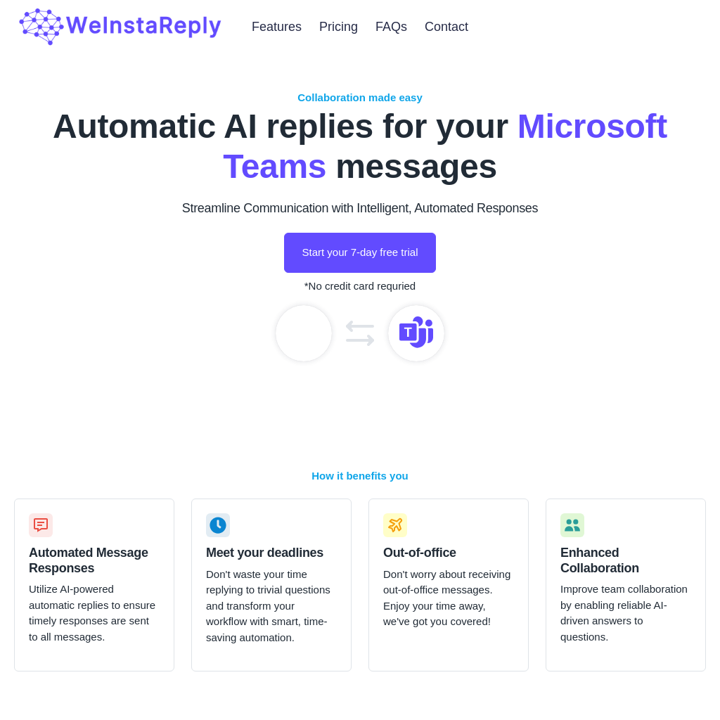 WeInstaReply - AI-Powered Automatic Replies for Microsoft Teams