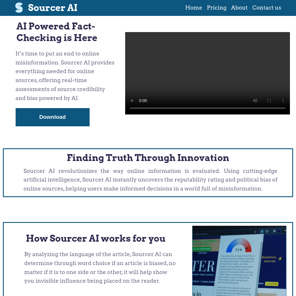 Sourcer AI - AI powered fact-checker for article reputability and bias