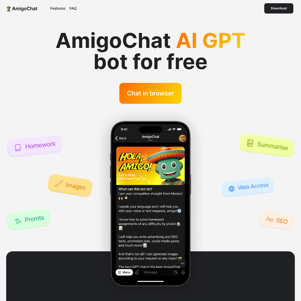 Amigo Chat - あなたのAIパートナーで作成・要約・生成を簡単に