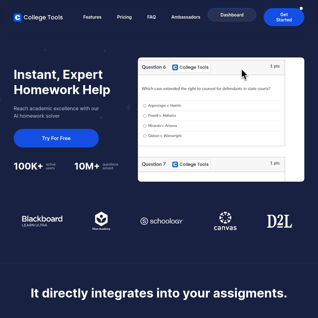 College Tools: AI 숙제 해결사