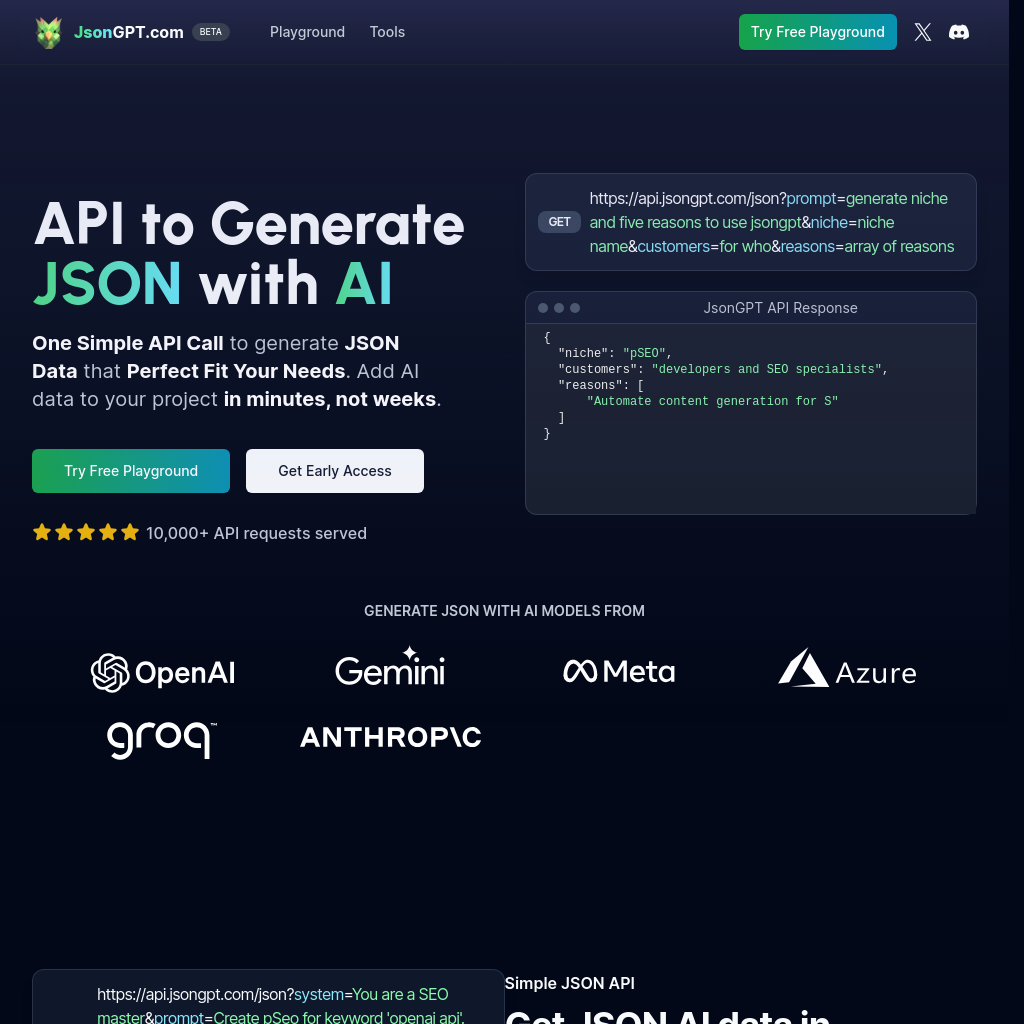 JsonGPT: AI-Powered JSON Generation API for Developers