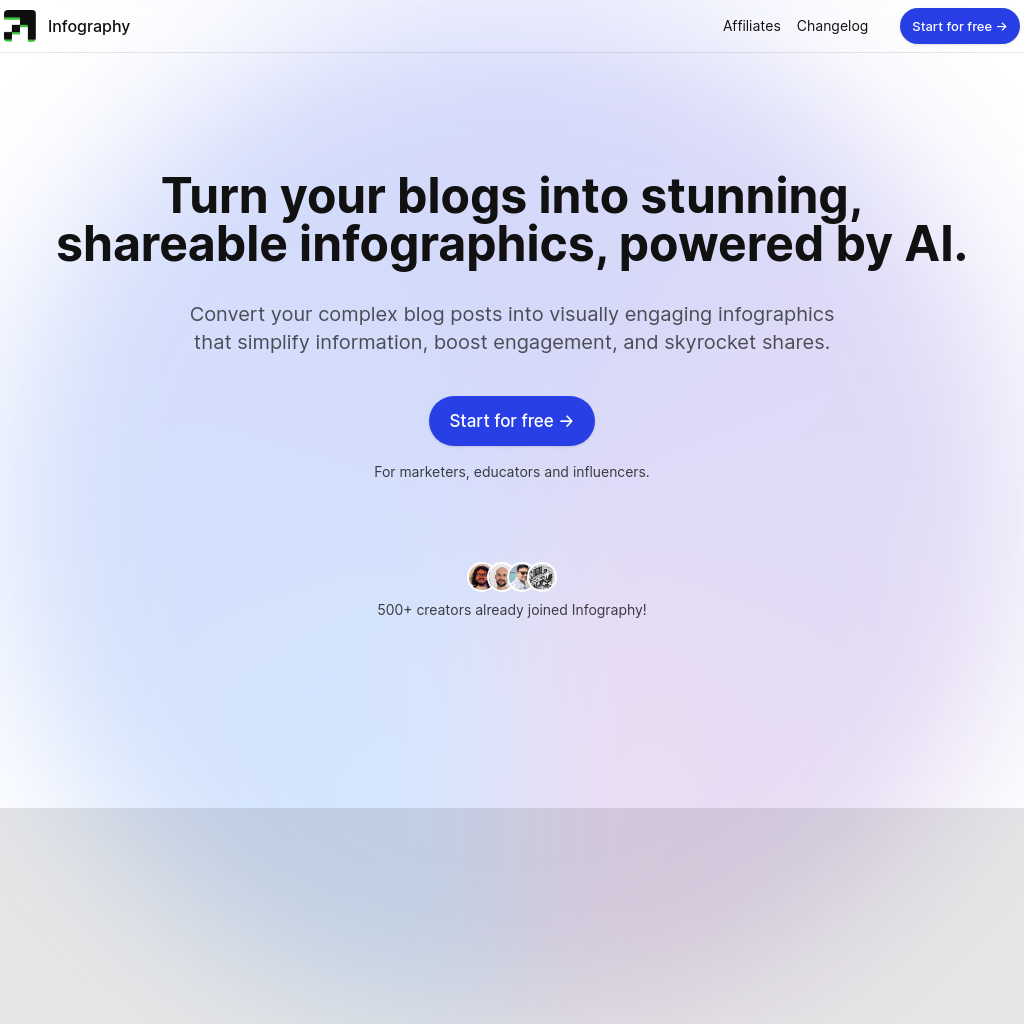 Infography - Turn your blogs into stunning infographics, powered by AI