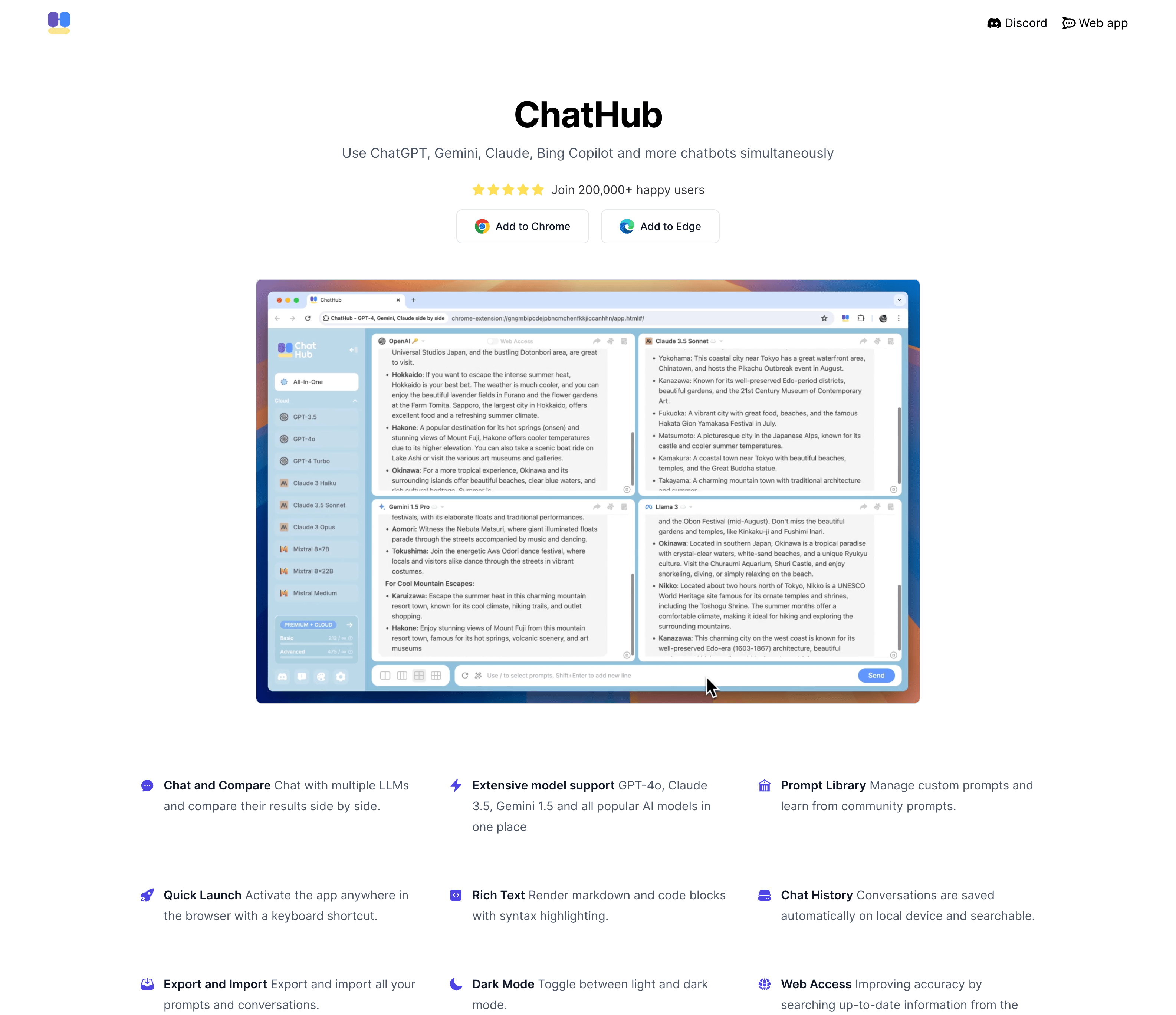 ChatHub - All-in-one chatbot client