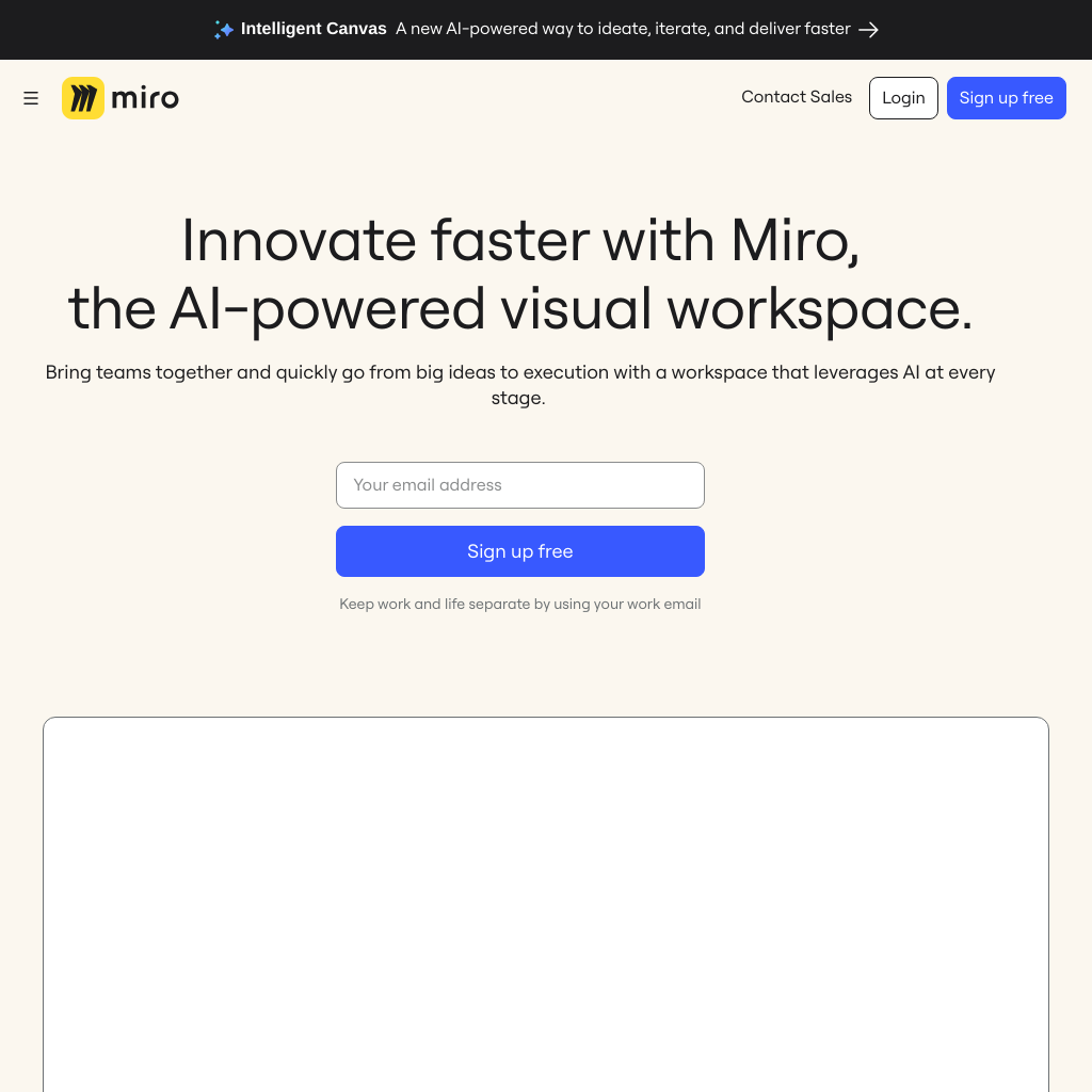 Miro | 創新工作空間，AI驅動的智能畫布