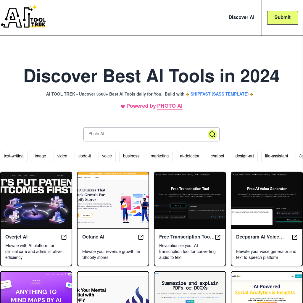 Исследуйте лучшие AI инструменты с AI TOOL TREK в 2024 году