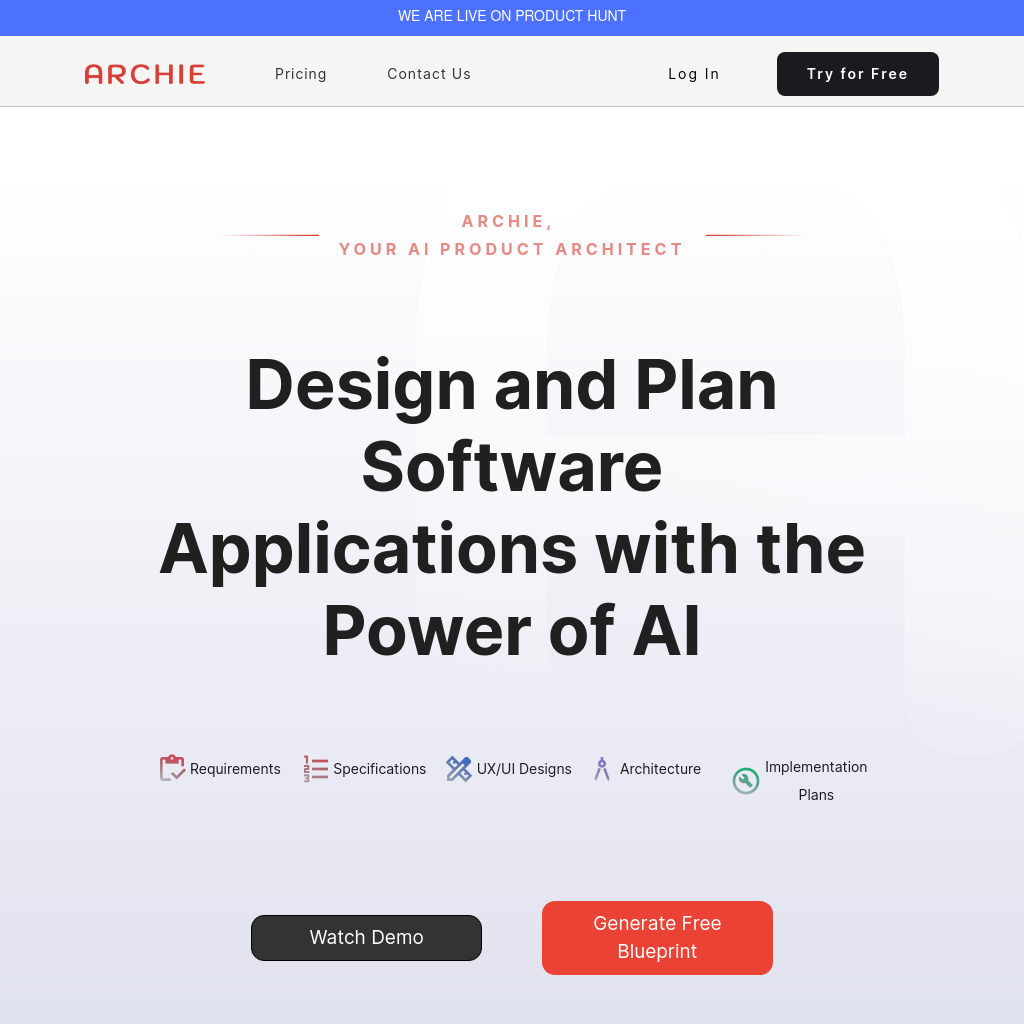 Archie - Design and Plan Software Applications with the Power of AI