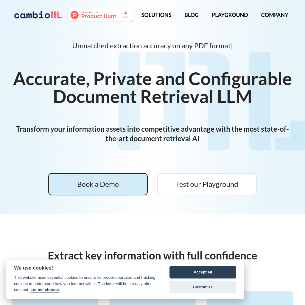 正確でプライベートなドキュメント取得LLM | CambioMLの高度なデータ抽出